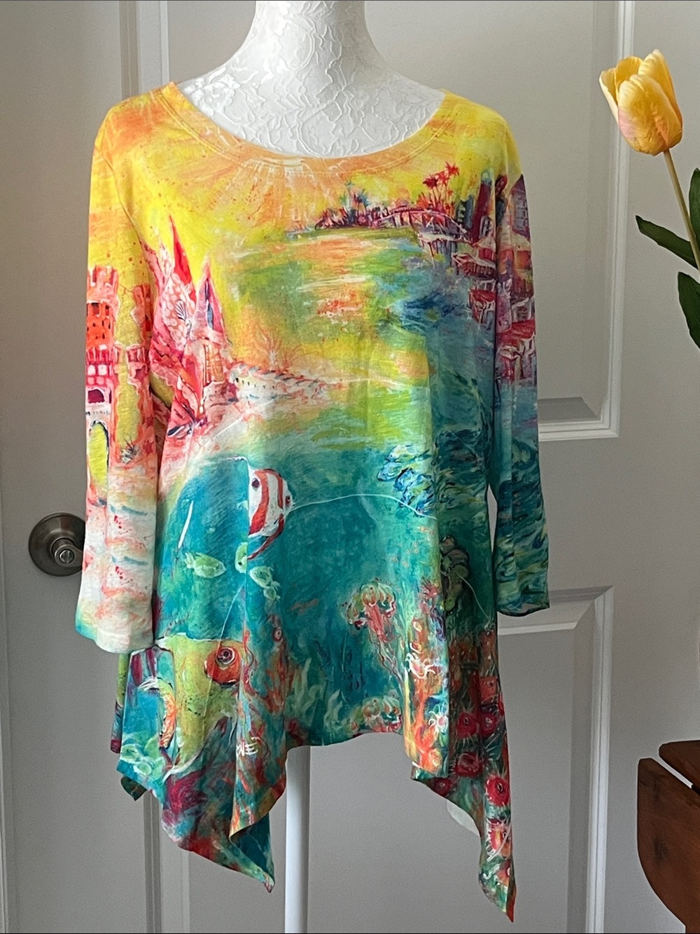 Leoma Lovegrove Florida Under the sea Wearable Art Handkerchief-Hem NWOT SZ XL